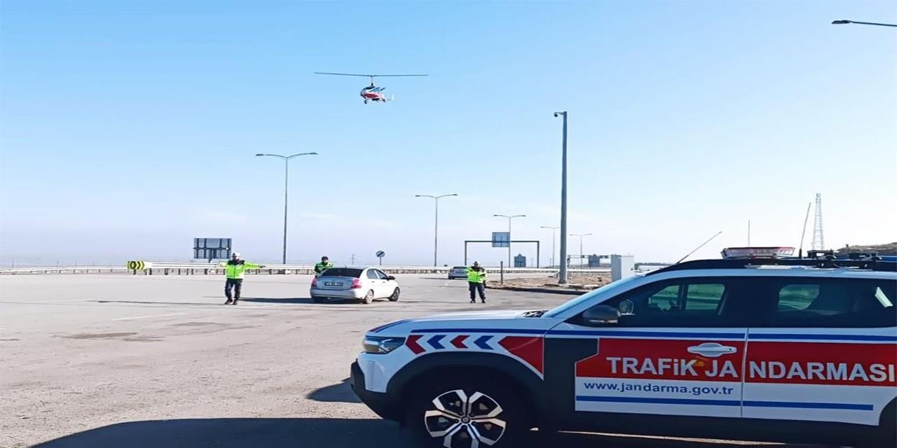 Kırşehir'de 'Cayrokopter' ile farklı trafik denetimi