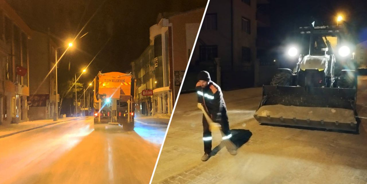 Ilgın Belediyesi kar ve buzlanmaya karşı çalışmalarını sürdürüyor