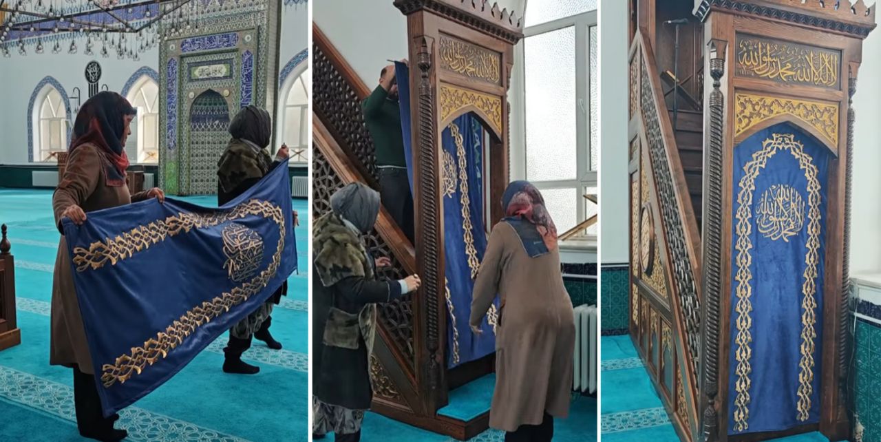 Bir yılda işleyip Üniversite Camii'ne hediye ettiler