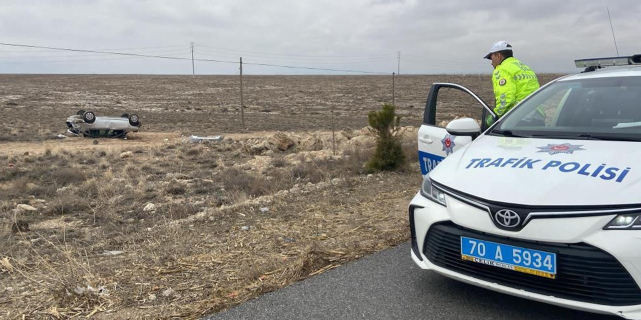 Karaman'da otomobil takla attı: 3 kişi yaralı
