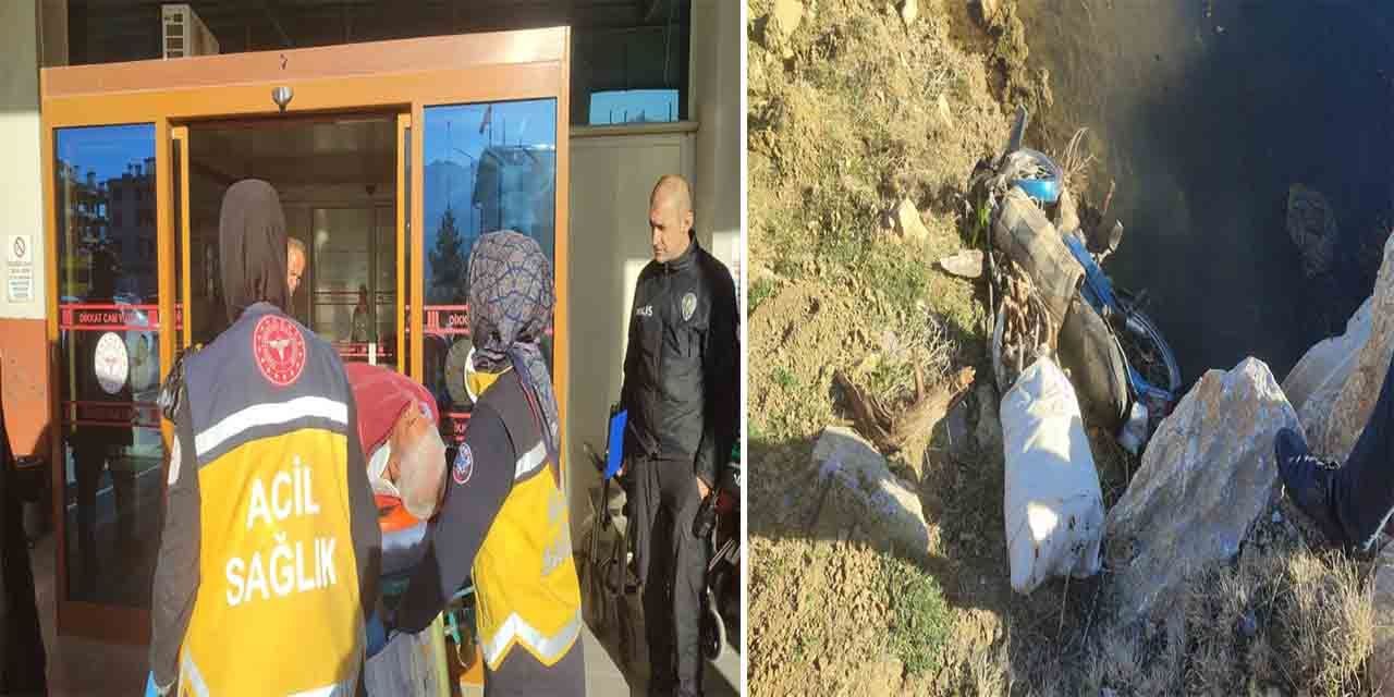 Motosiklet su kanalına uçtu, sürücüsü yaralandı