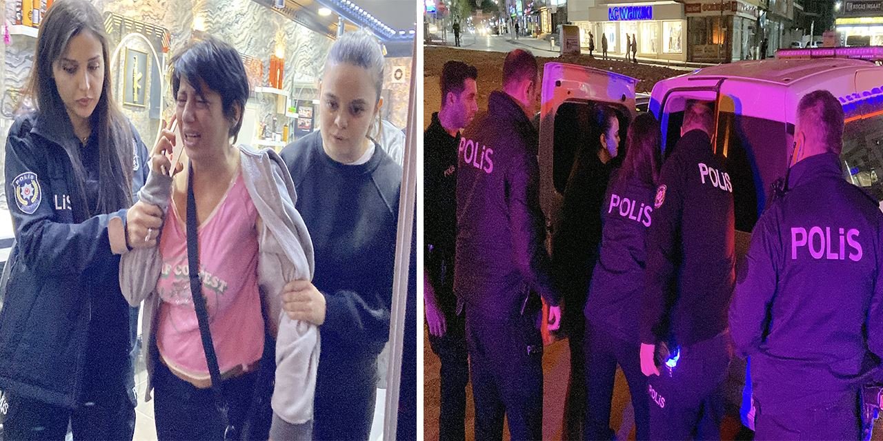 Alkollü kadınla esnafın ve polis'in zorlu imtihanı