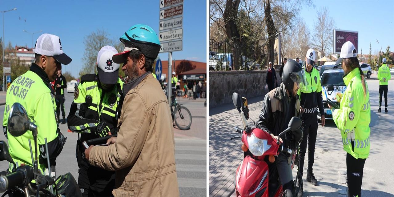 Konya’da motosiklet sürücülerine yoğun denetim