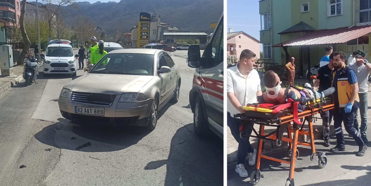 Motosiklet ile otomobil çarpıştı sürücü şoka girdi