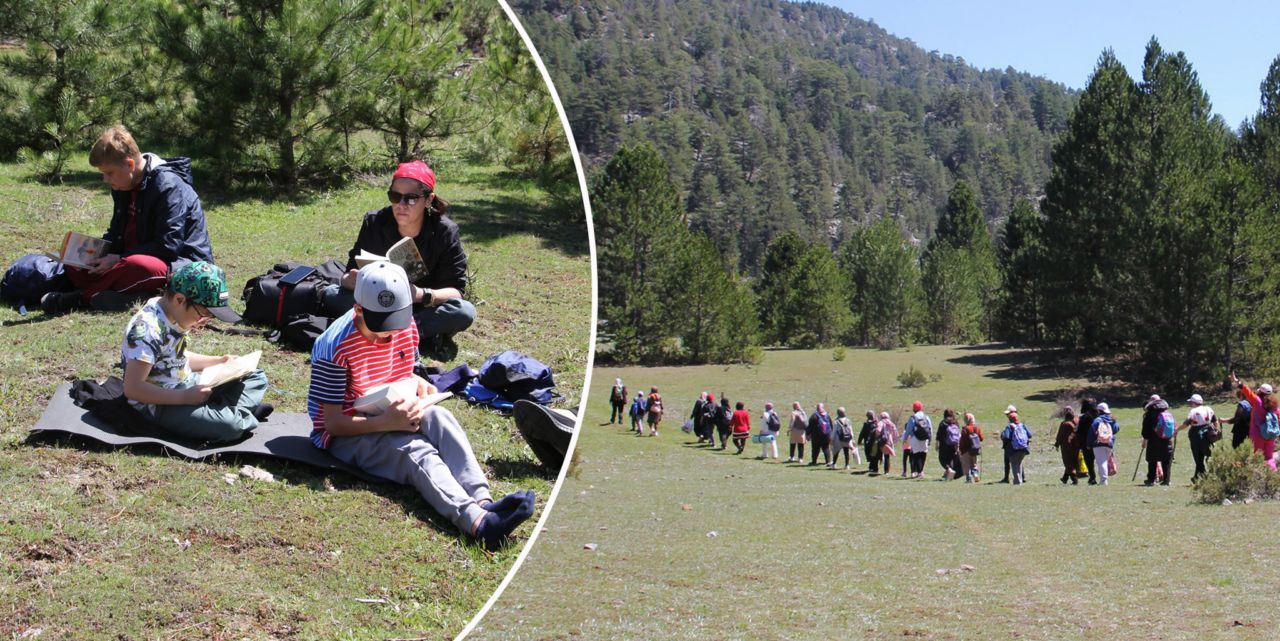 Yürüyüş yapıp kitap okudular