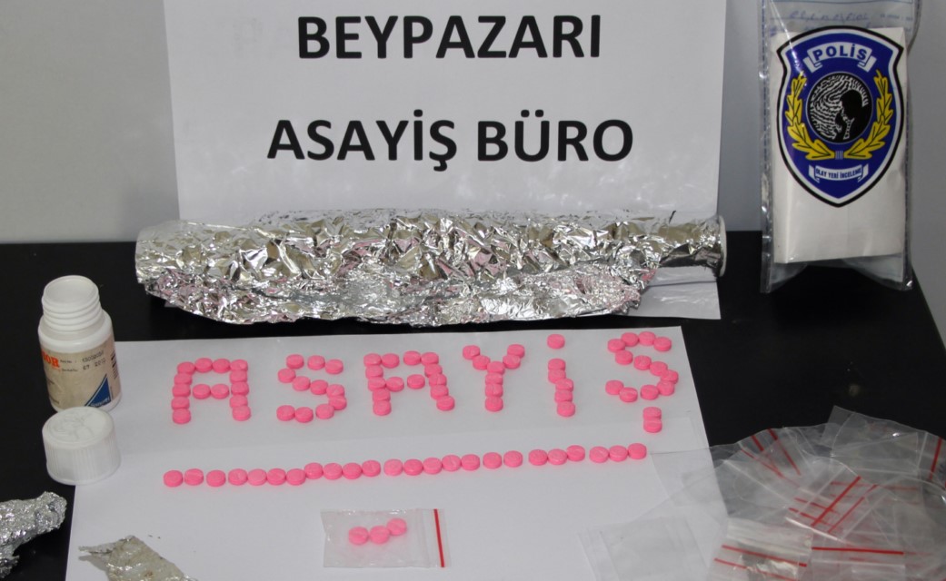 Beypazarı'nda tır garajına uyuşturucu baskını yapıldı