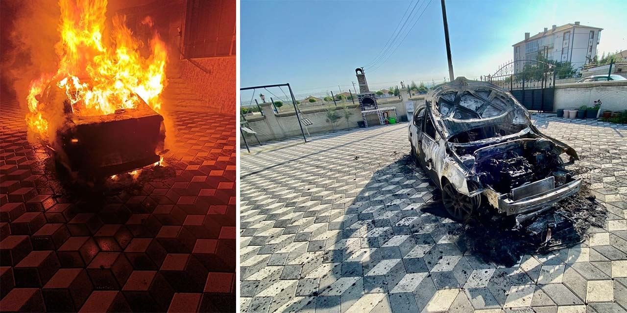 Gece yarısı alev alev! Park halindeki otomobil kül oldu