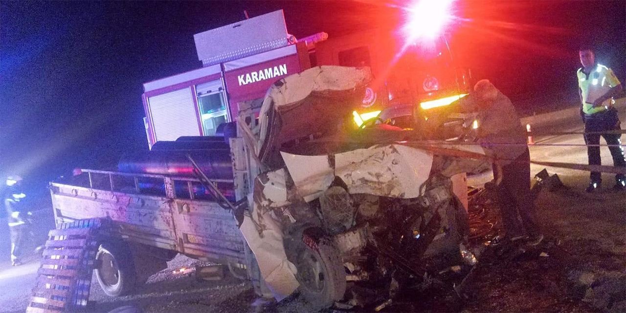 Karaman yolunda feci kaza: Sürücü araçta sıkıştı