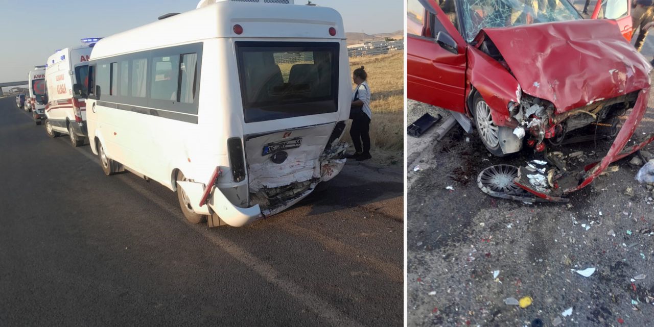 Otomobil işçi servisine çarptı: Feci kazada 1 kişi öldü, 12 kişi yaralı