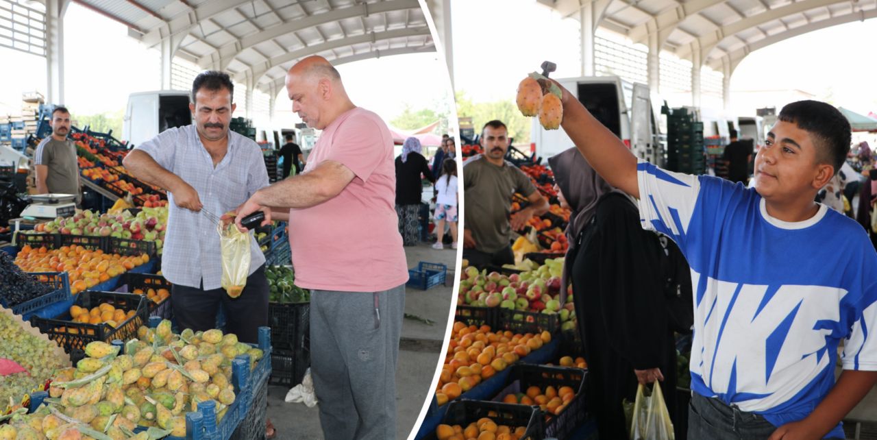 Tropik meyveler Sarayönü Halk pazarında tezgahları süslüyor