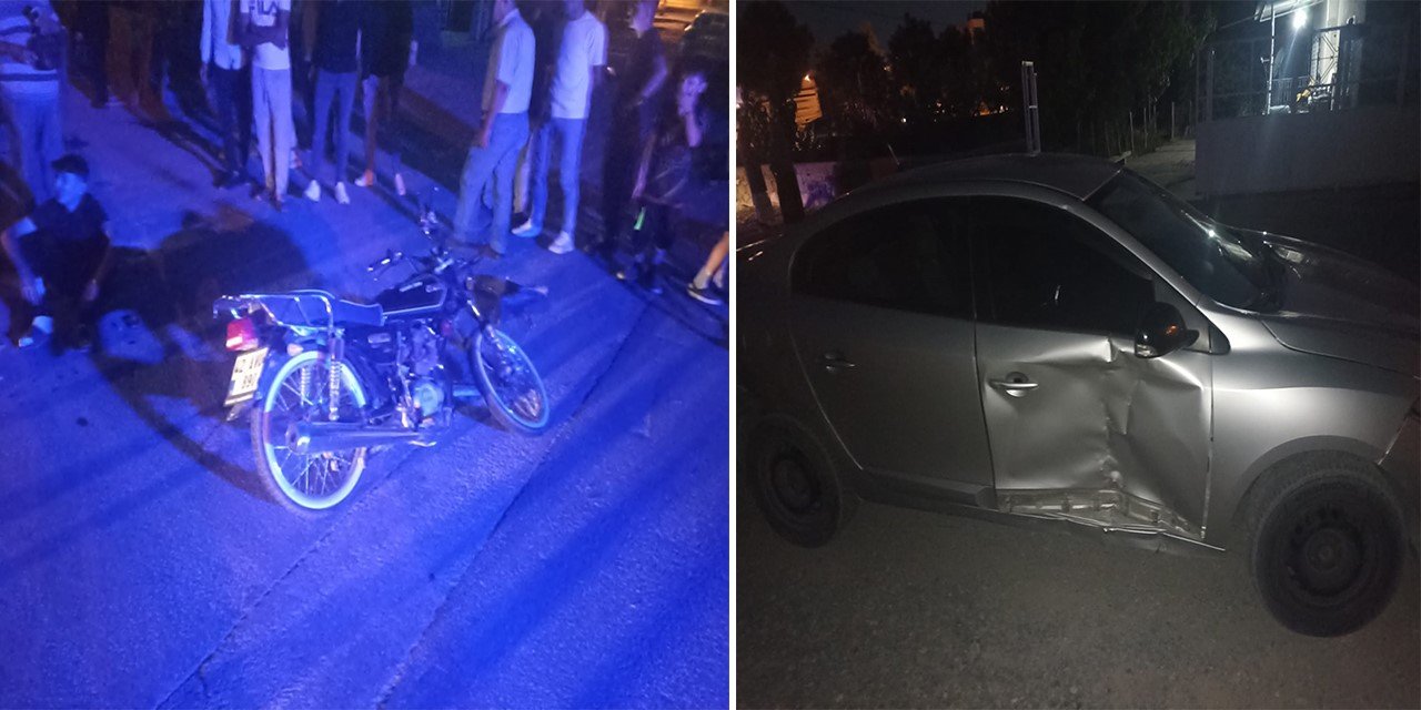 Motosikletin otomobile çarpmasıyla ortalık karıştı