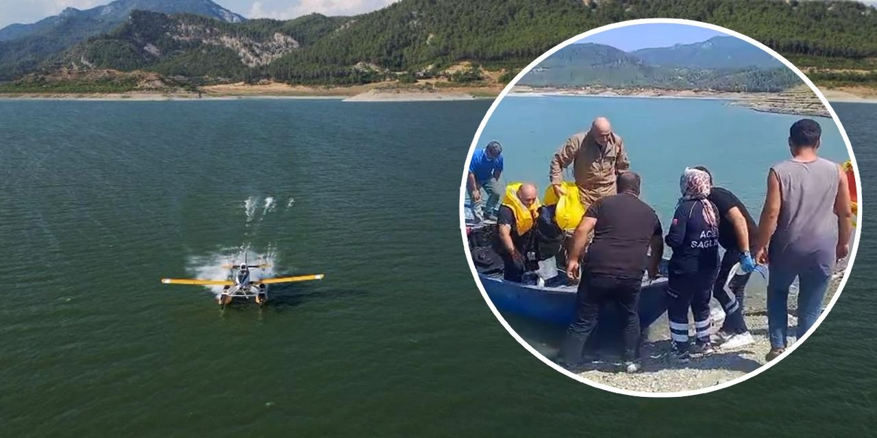 Eğitim uçağı göle düştü: Yangın tatbikatı yapıyordu