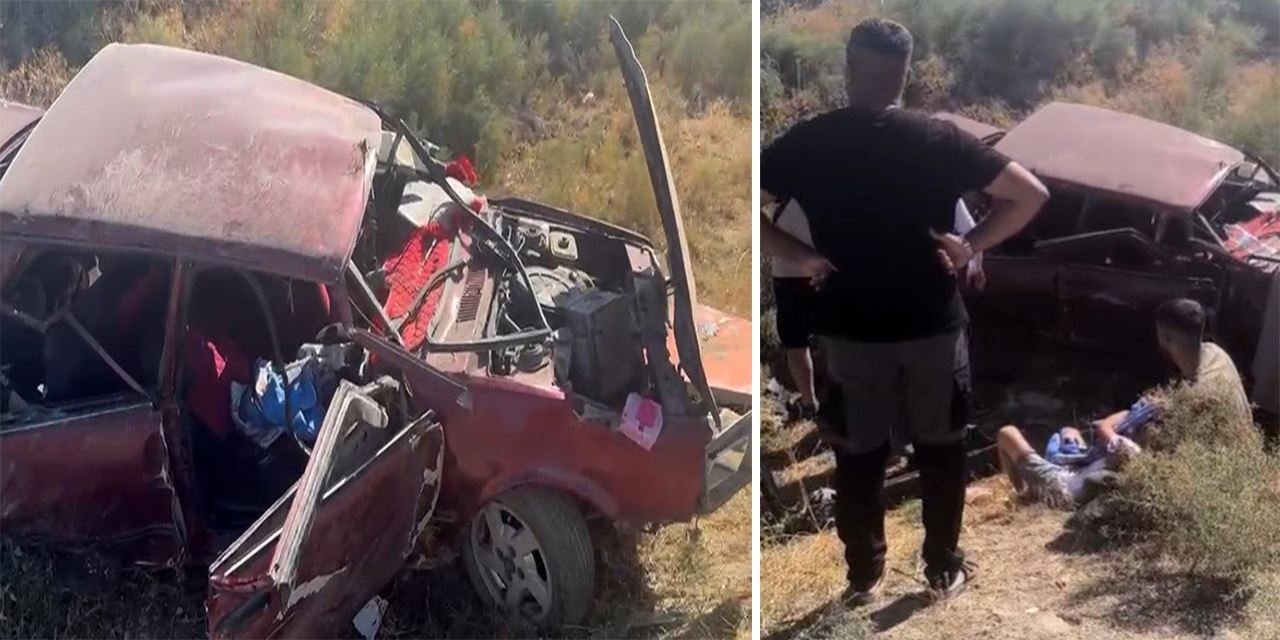 Otomobil bir anda yoldan çıktı: 7 kişi ölümden döndü