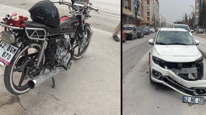 Karapınar’da otomobil ile motosiklet çarpıştı: 1 yaralı