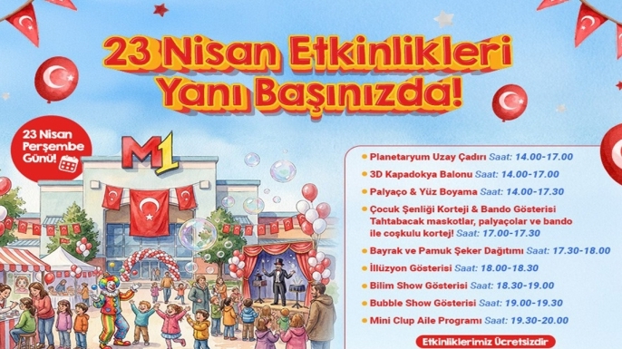 M1 Konya AVM, 23 Nisan'da çocuklar için ücretsiz etkinlikler sunacak