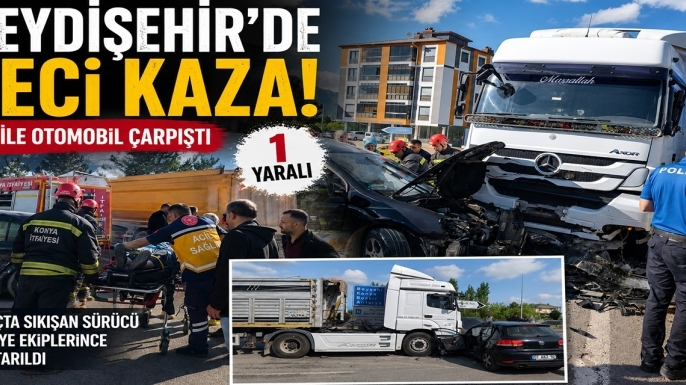 Seydişehir’de feci kaza! Sürücü araçta sıkıştı