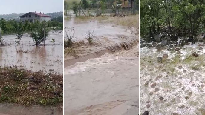 Konya’yı sağanak ve dolu vurdu: İki ilçe sular altında