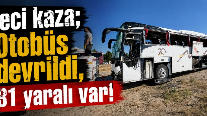 Kütahya-Afyonkarahisar yolunda feci kaza; Otobüs devrildi, 31 yaralı var!
