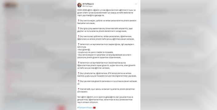 Yerlikaya açıkladı: Okullar için yeni güvenlik önlemleri