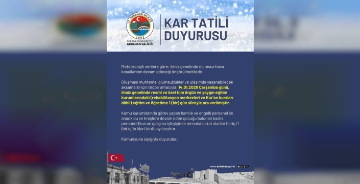 Ardahan'da yoğun kar nedeniyle eğitime ara verildi