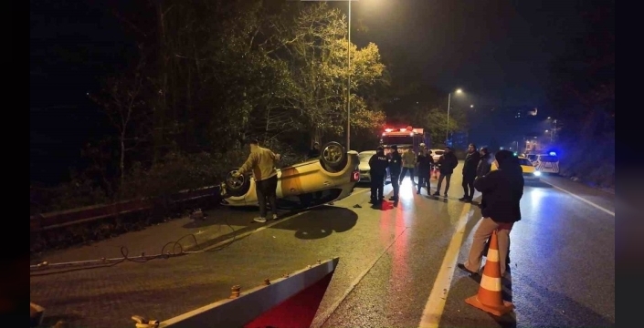 Beykoz'da otomobil takla attı: İki kişi yaralandı