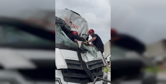 OSB giriş kapısına dehşet veren çaptı: Tır sürücüsü kabinde can pazarı yaşadı!
