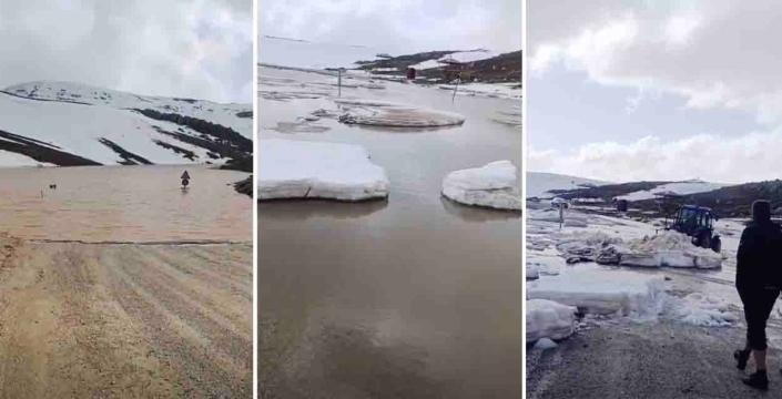 Taşkent - Alanya yolu ulaşıma kapandı: Kar kütleleri ve sel yolu kapattı