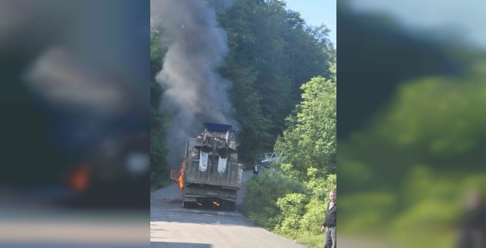 Zonguldak'ta seyir halindeki kamyonda dehşet: Alevlere teslim oldu