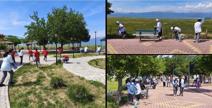 Hüyük Tolca sahilinde öğrenciler çevre temizliği yaptı