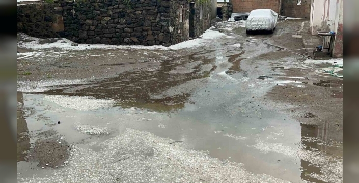 Kars'ta dolu yağışı çiftçileri ve araçları vurdu