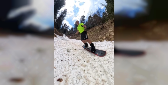 Kars'ta haziranda snowboard keyfi: Doğa, yaz ve kışın buluştuğu anlar