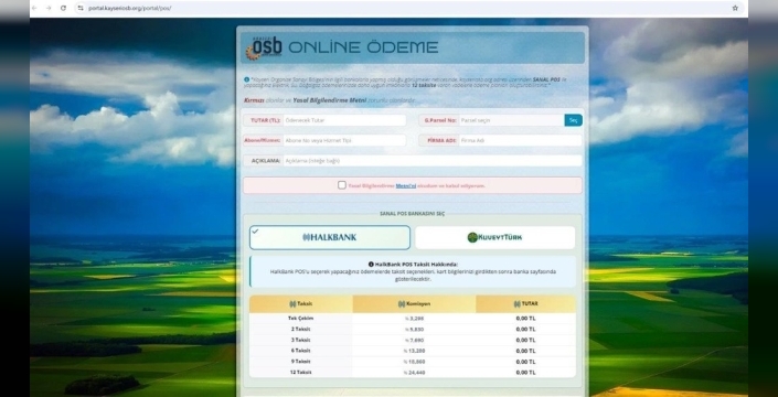 Kayseri OSB, sanayicilere sanal POS ile taksit imkanı sunuyor