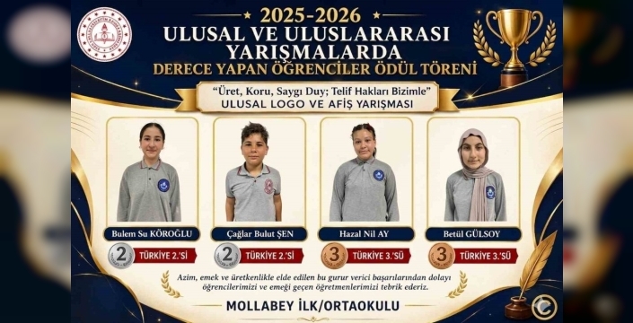 Mollabey Ortaokulu öğrencileri, ulusal yarışmalarda Zonguldak'a gurur yaşattı!