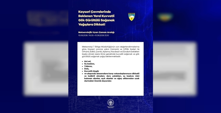 Niğde'de kuvvetli sağanak yağış için uyarı yapıldı