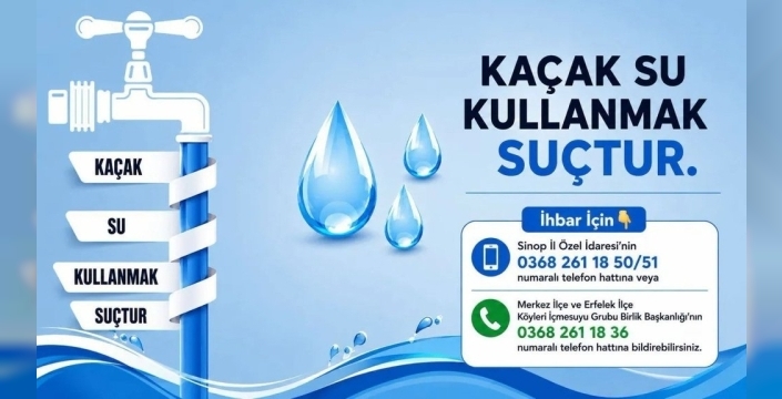 Sinop'ta kaçak su kullanan 8 haneye toplamda 280 bin TL ceza kesildi