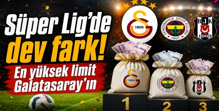 Süper Lig'de dev fark! En yüksek limit Galatasaray'ın
