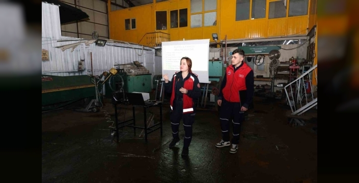 Talaslı işçilere 'hayat kurtaran' yangın tatbikatı