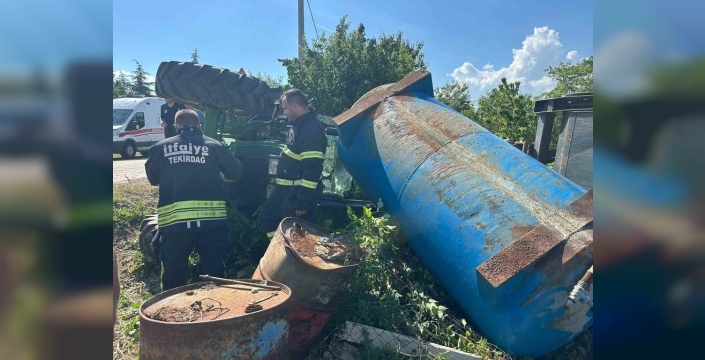 Tekirdağ'da traktör devrildi, sürücü yaralandı