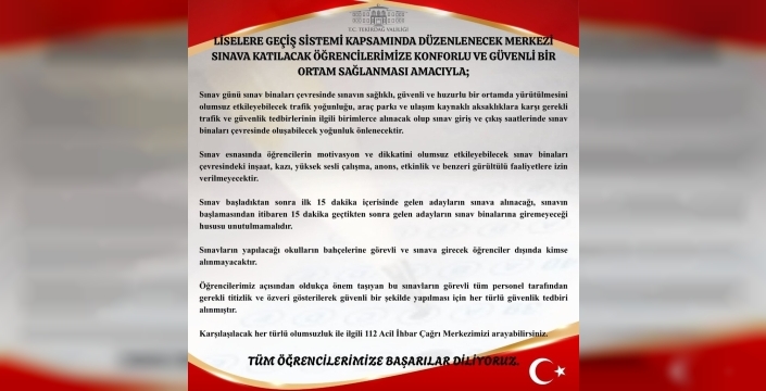 Tekirdağ Valiliği'nden sınav saatlerinde gürültü yasağı