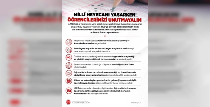 YKS öncesi milli heyecan, öğrenciler için sakinlik istedi