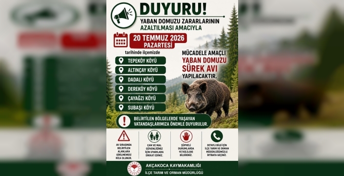 Akçakoca'da yaban domuzu sürek avı için tarih belirlendi