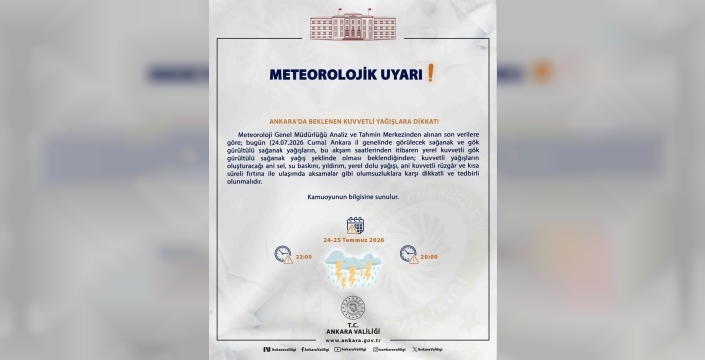 Ankara'da gök gürültülü sağanak alarmı: Sel ve su baskını tehlikesi!