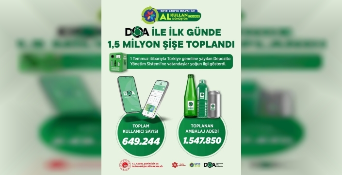 Bakan Kurum, DOA ile ilk günde 1,5 milyon şişe toplandığını duyurdu