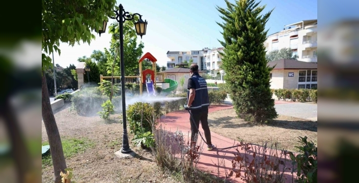 Didim Belediyesi, sağlıklı yaşam alanları için ilaçlama çalışmalarını sürdürüyor