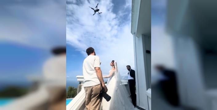 Dron, gelin için serinlik kaynağı oldu