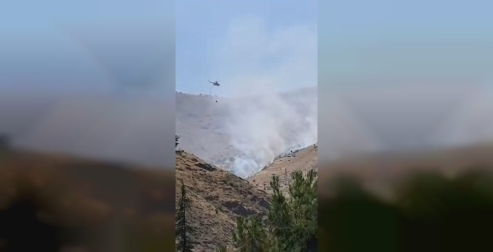 Elazığ'daki dağlık alan yangınına havadan müdahale başladı