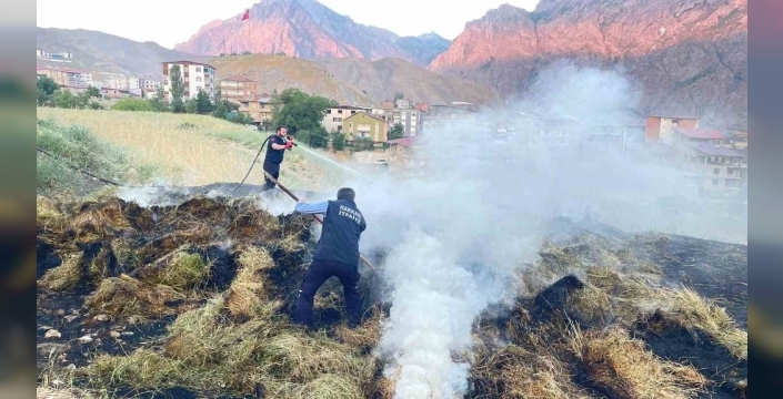 Hakkari'de yangın, bir ailenin kışlık hayvan yemlerini kül etti