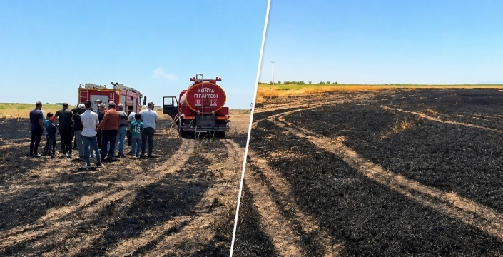 Kuyu trafosundaki patlama 15 dönüm arpayı kül etti