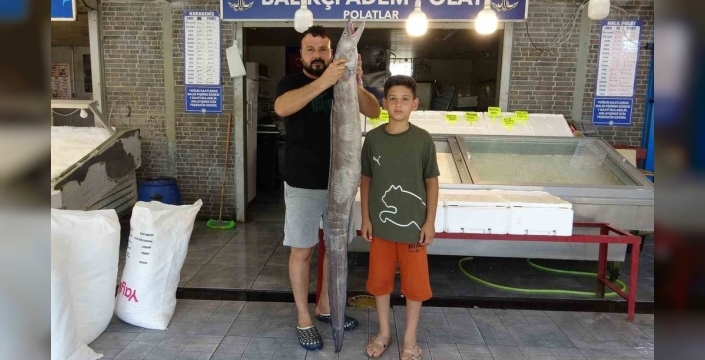 Mersin'de dev yılan balığı, vatandaşların ilgisini çekti