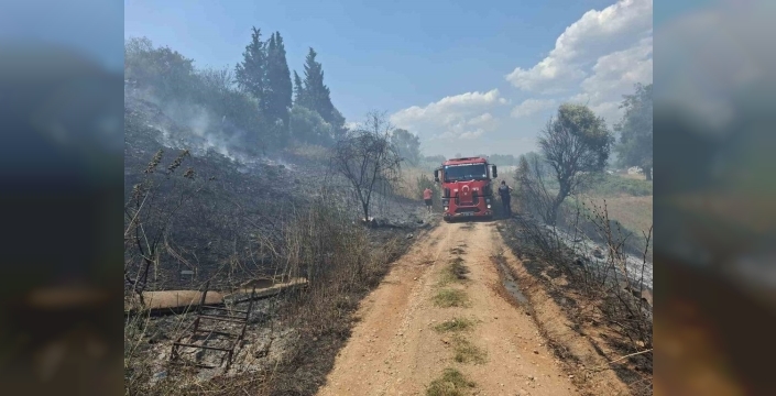 Serik'te evlere sıçramadan söndürülen yol kenarı yangını yürekleri ağza getirdi